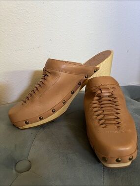 Bird of Flight Tan Leather Slip-On Clogs